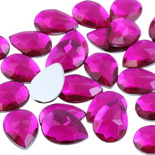 Allstarco 25x18mm (1x23/32) Rosa fucsia Gemme acriliche a goccia, 20 pz