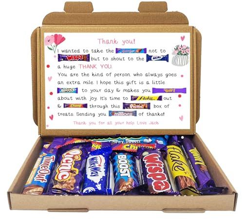Personalsied Thank you POEM Chocolate BOX Hug in a box, Letterbox, hamper, thank you, Cheer up, Pick me up, for friend, thinking of you - Poem - Pink (From Me/I)