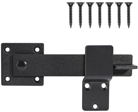 Flip Gate Latch Lock with Padlock Holes 5.5” Heavy Duty Barn Door Lock Flip Fence Gate Latch for Sliding and Swing Open Door, Outdoor Gate, Shed, Garage, Yard Matte Black