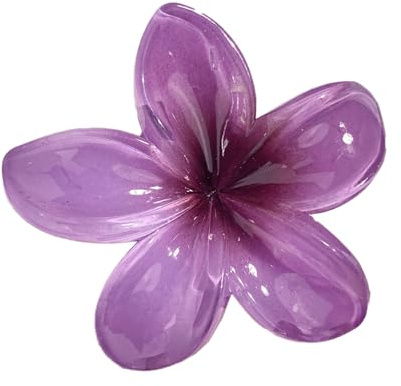 2 Stück Plumeria Blumen Haarspangen,Hawaiian Claw Clip,Rutschfeste Haarklammer Damen,Starker Halt,Krallenklammern Haarstyling-Zubehör für Frauen Mädchen,Party Strand Pool Urlaub,Dunkelviolett