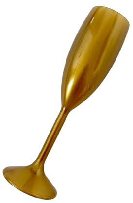 Plastic Champagne Flutes - Reusable Plastic Prosecco Flute Pack of 5 (Gold)