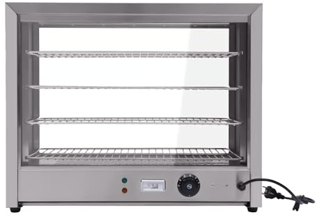 Wulimasun Vitrine mit Wärmeisolierung, 800 W, Topmontage, Vitrine, Warm, Lebensmittel, Tankstelle, Temperatur verstellbar von 30 – 85 °C, schnelles Aufheizen, für Geschäfte, Bequemlichkeit