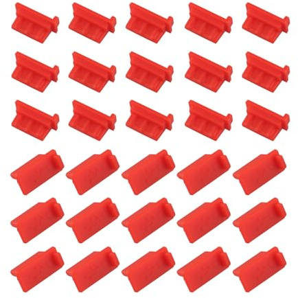 Futheda 30PCS Silicone USB 2.0 3.0 Anti Dust Plug Protector Anti Oxidation Female Interface End Cap USB Port Cover Stopper for Tablet PC Notebook Laptop Red
