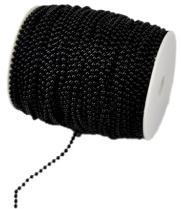 Anevous Künstliche Perlenkette Deko, Perlenband Perlengirlande, Perle Draht Perlen, Hochzeit Perlenschnur für DIY Handwerk Weihnachtsbaum Dekoration Hochzeit Partyzubehör,Schwarz 4mmx40m
