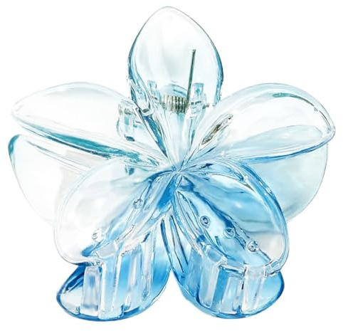 Blumen Haarklammer für Damen,Hawaiian Hair Claw Clip,Kunststoff Klauen Haarspangen Rutschfeste,Starker Halt,Krallenklammern Haarstyling-Zubehör für Strand Party Pool Urlaub,A,Blau E