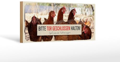 Femer Cartel de madera con texto en alemán Hühner bitte Tor geschlossen Tor bitte