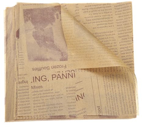 sourcing map 200pcs Wax Paper Sheets Square Sheets 6 x 6 Old Newspaper Style Food Wrapping Paper for Sandwich Baking Paper Liners Picnic Basket Bread Hamburger Wrap Kitchen, Brown