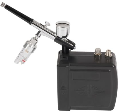 Airbrush Set mit Kompressor Tragbares Airbrush-Kompressor-Kit Mini Luftpinsel-Set Anpassbare Druckregelung, 2-15 Psi,Für Modelle, Nail-Art, Handwerk Und Malerei (Schwarz)