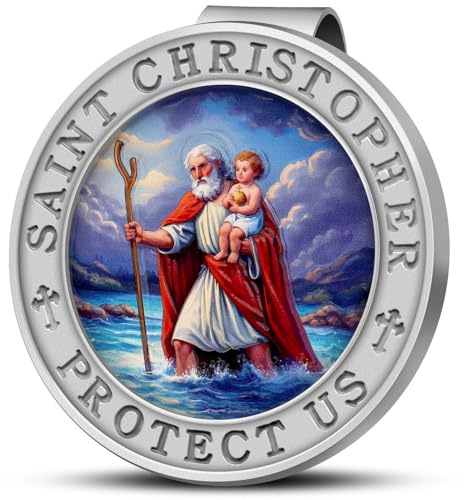 Anwlki Heiliger Christophorus-Medaille für Auto, buntes 3D-Relief, St. Christophorus, Visier-Clip, Segen, Fahrsicherheit, religiöses Geschenk für Eltern, Familie, Freunde, Fahrer (1)