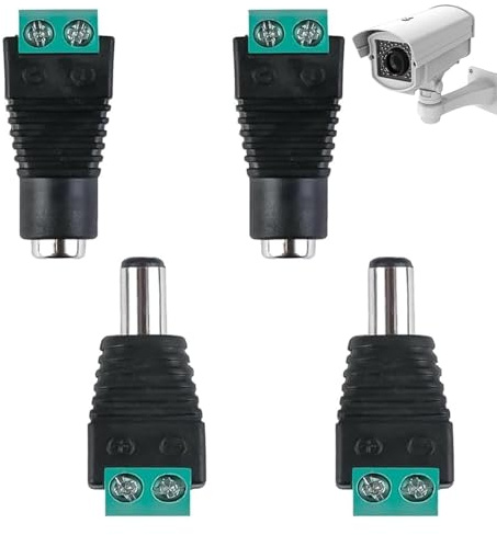 NONEOYNO 12V Male & Female Jack Connectors, Male and Female DC Jack Power Connector Adapter for CCTV Security Camera LED Strip 2 Pair 12V(5.5 X 2.1mm)