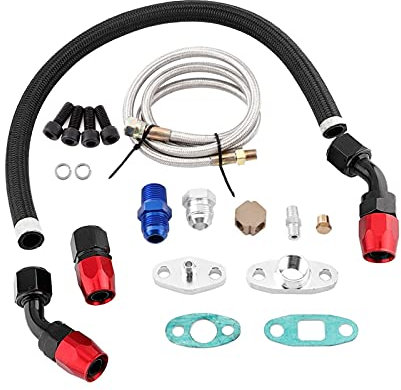 VBPCEFZTLK Turbo-Öl-Feed-Rücklaufzeile AN10. Anpassen von Adapter Flansch Kit 1/8 NPT. Adapter for Nüsse Bolts Dichtungen for T3 T4 GT35 T70 Turbolader und Teile