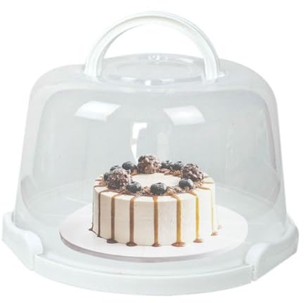 Porta torte, rettangolare, contenitore per torte alto, ermetico, con manico, per torte, frutta, crostate all'uovo, porta cupcake, riutilizzabile, trasparente, con supporto da 20 cm, 25 cm