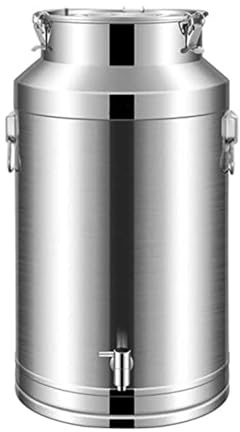 Générique Bidon de Transport de Lait de Ferme, Bidon de Baratte à Lait Pot Seau à Vin Baril Seau à Eau Huile Réservoir à Thé avec Couvercle Scellé et Robinet,Siliver-20L