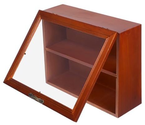 DECORNIJIA Kleine Schreibtischvitrine Aus Holz Organizer-Schrank Für Figuren Und Sammlerstücke Displayregal Für Spielzeug Und Kunsthandwerk