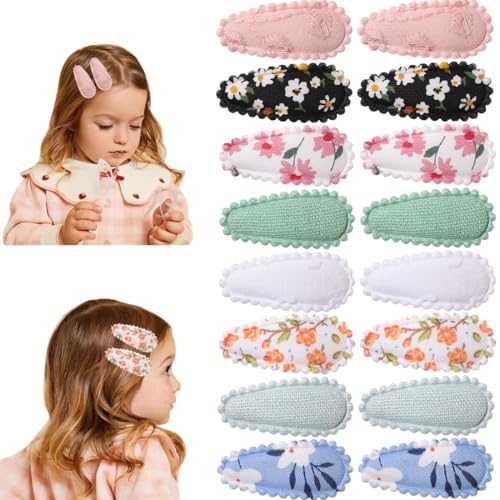 JEYORZY 16 pcs haarklammern, Snap Toddler Haarspangen, Haarspangen Kinder, Mädchen Süße Haarnadel, gewickelt Mini Barrettes, niedliche Haar-Accessoires, für Mädchen und Kleinkinder Haarstyling Make Up