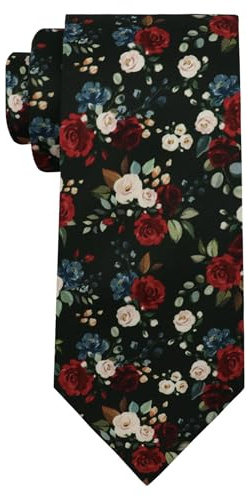 LHXzizizi Floral Ties for Men Mens Floral Tie Men's Neck Tie Skinny Necktie for Party Wedding Formal (White Red Flower)