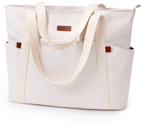 KALIDI Groß Tote Bag Damen Mehrere Taschen Shopper Tasche für Arbeit Schule | Wasserdicht Reißverschluss Leicht Cord Reise Strandtasche Gym Beach Reisen Leopard