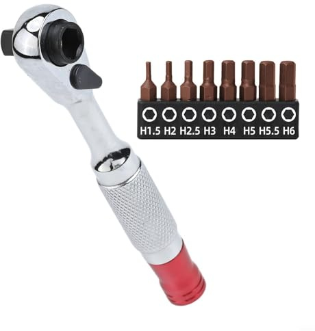 14 Inch Ratchet Wrench 1 4 Inch Socket Ergonomic Handle Anti Rust Quick Release for Torx Hex Bit Tool Auto Repair Maintenance Professional (H1.5-H6)