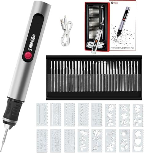Bolígrafo de grabado inalámbrico, recargable por USB, herramienta de grabado y grabado for madera, metal, vidrio, piedra, plástico y cerámica.