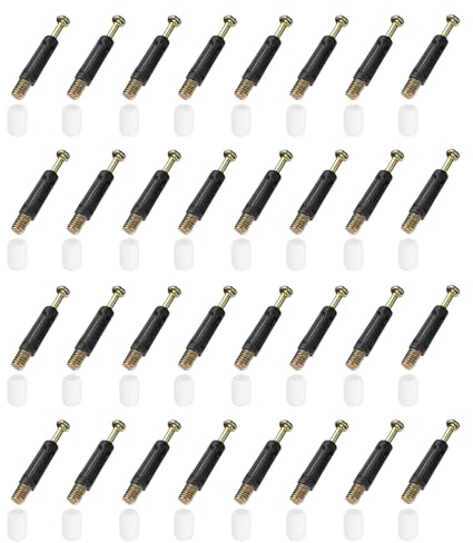 QUARKZMAN 50Pz Inserti Per Cerniere Plastica, Dadi Preinseriti Per Mobili M5 X 14mm Con Viti Doppio Perno Per Cerniere Ante Cucina, Bianchi