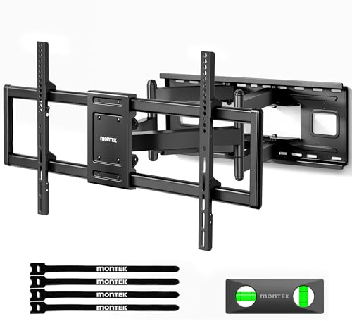 monTEK Heavy Duty Full Motion TV Wall Mount for 43-98 inch Extra Large TVs, Holds 265 lbs, Max VESA 800x400, 27.7 Extension, Swivel & Tilt, Preassembled, Fits 12–24 Studs
