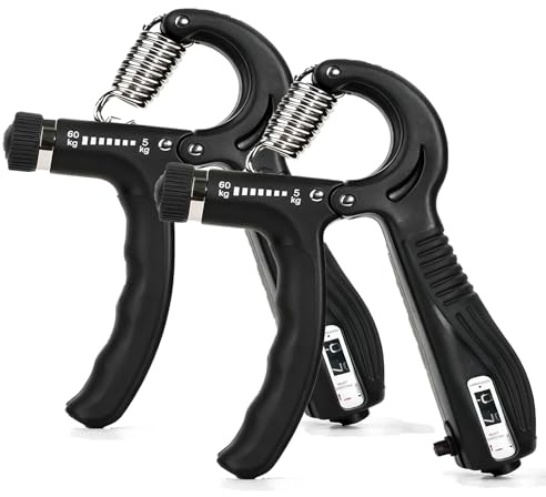 JTHEW Greppstyrketränare 2-pack – Justerbart motstånd 10–132 lbs (5–60 kg) Hand- och underarmsstärkare för idrottare, fysioterapi, hemmagym och rehabilitering (Black)