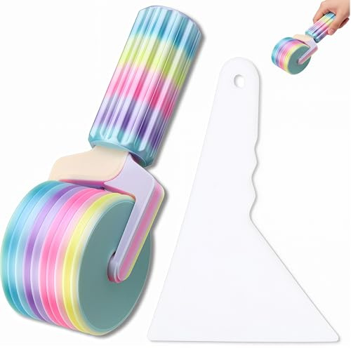 Bafutayawa Herramienta de Bordado, 2 Piezas Accesorios de Pintura de Diamantes con Rodillo y Raspador, Conjunto de Plumas para Pintura de Diamantes para Presión Suave y Almacenamiento