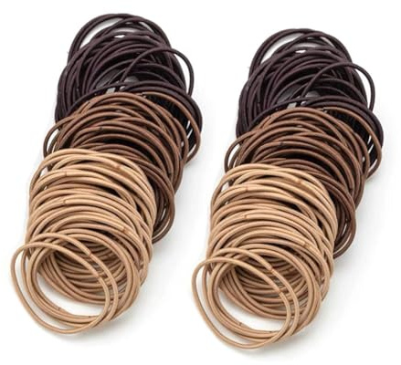 YIFENGXING 100 Stück kleine Haargummis Nahtlose Haarbänder 2mm dünne sanfte Haarhalter für feines & dünnes Haare ohne Metall für Frauen Männer Mädchen Kinder Braun