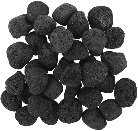 Toddmomy Dekorative Feuersteine 1200g Schwarze Vulkan Lavasteine 3 5Cm für Kleine Feuerstellen und Aquarien Natürliche Steine für Innen und Außen