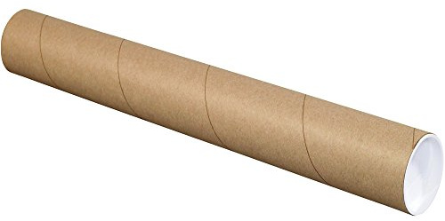 Box USA BP3018K Mailing Tubes with Caps, 3 x 18, Kraft (Pack of 24)