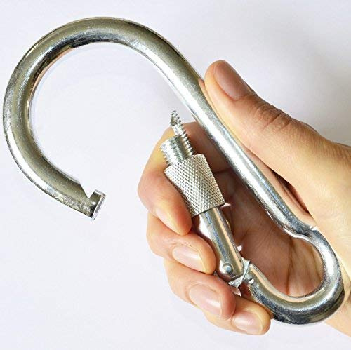 2 x Grand Mousqueton à Mousqueton avec Verrouillage à Vis, 13mm x 160mm de Long, Charge de Travail : 600kg, pour Activités Sportives et Travaux Lourds