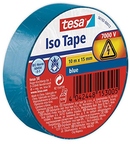 Tesa 56192-00011-02 Nastro Isolante, Blu, 10M X 15 mm