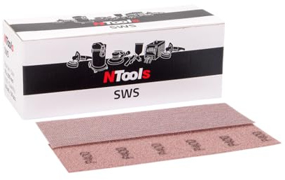 APP SWS - 50 hojas de lija de malla de 120 granos, 70 x 200 mm | Papel de lija para madera, masilla, barniz y plástico | Uso en seco o al agua, compatible: lijadoras manuales con aspiración