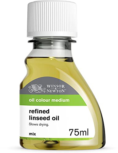 Winsor & Newton 2621748 renad linolja för oljefärger, åldringsbeständig, ökar glans och transparens av oljefärger, bromsar torkningsprocessen – 75 ml flaska