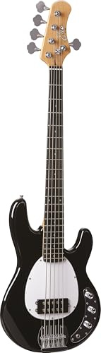 EKO GUITARS – MM305 Bajo Eléctrico de 5 Cuerdas, Cuerpo de Aliso, Mástil de Arce Americano, Diapasón de 21 trastes, Acabado Brillante, 2 Humbuckers, 2 Controles de Volumen, Color Negro