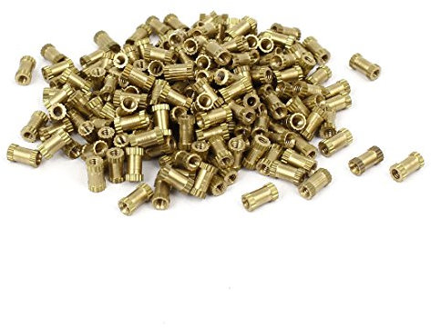 Sourcingmap M2 x 6mm 3.2mm OD Brass Injection Molding Threaded Knurled Thumb Nut 200PCS