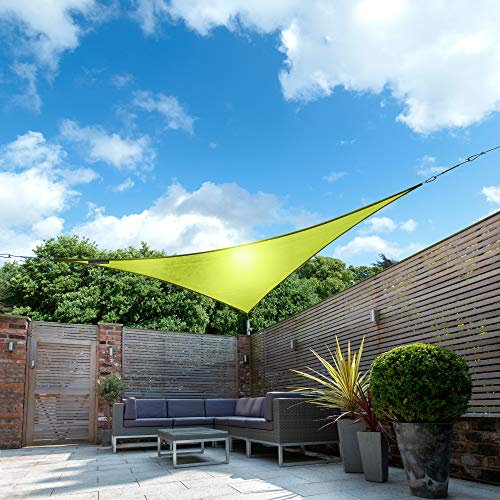 Kookaburra Waterproof Garden Sun Shade Sail Canopy in Lime 98% UV Block (5m Triangle)