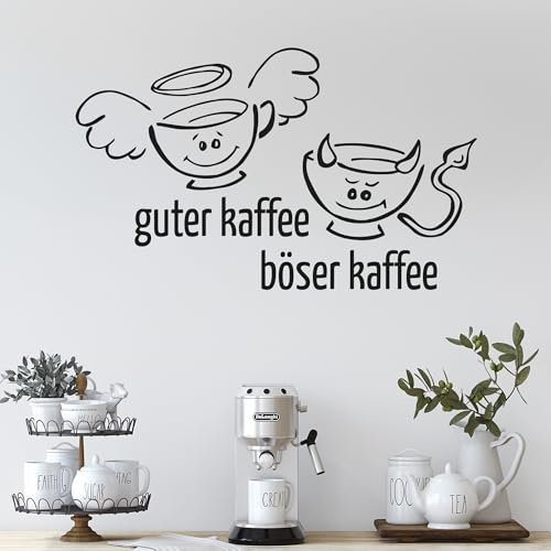 GRAZDesign Wandtattoo Kaffee lustige Sprüche | Wandaufkleber Küche selbstklebend - 50x30cm / 070 schwarz