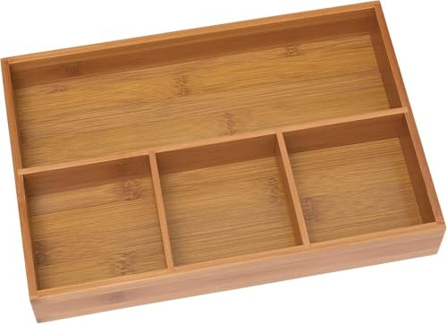 Lipper International 824, Organizer-Tablett aus Bambusholz, 4 Fächer, 29 x 19 x 4 cm