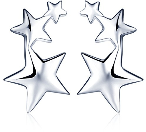 Unendlich U 3 Sterne Pentagramme Damen Ohrstecker 925 Sterling Silber Stecker Ohrringe Ohrschmuck Earrings, Silber