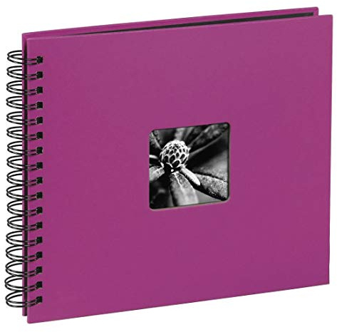 Hama | Álbum de Fotos con espiral para pegar y escribir (Álbum de fotografía de 10 x 15 cm, tamaño 36x32cm, con 50 hojas, papel cristal protector, 10x15 cm máximo 300 fotos) Color Rosa