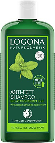 LOGONA Naturkosmetik Anti-Fett Shampoo für natürlich gesundes Haar, Geeignet für schnell fettendes Haar, Haarshampoo mit veganer Formel aus Bio Zitronenmelisse, 1 x 250 ml