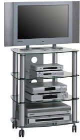 MAJA-Möbel 1611 9499 TV- HiFi-Rack, Metall Alu - Klarglas, Abmessungen BxHxT: 60 x 74,4 x 46,5 cm