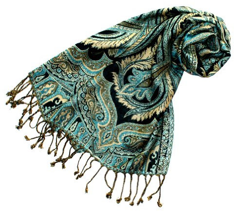Lorenzo Cana - Eleganter Marken Schal Schaltuch Naturfaser mit opulenten Paisleymuster in harmonischen Farben mit Fransen 35 cm x 160 cm - 78115