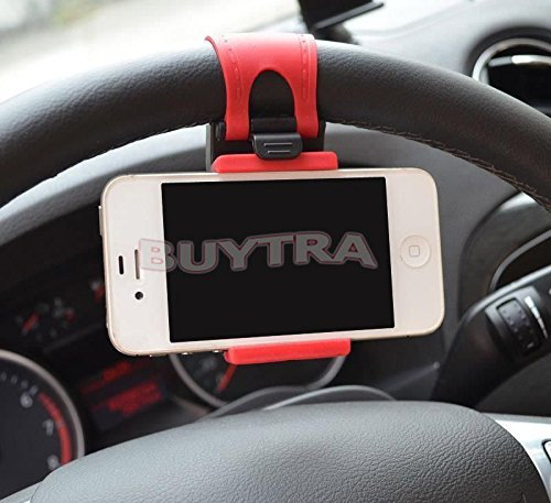Comodo supporto in gomma per iPhone, iPod, smartphone, da fissare al volante dell’auto