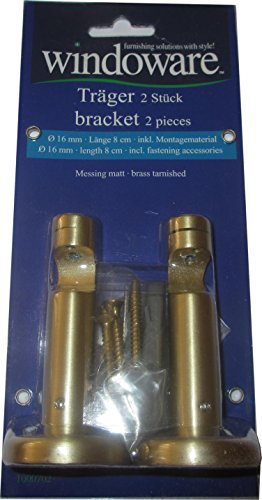 Gardinenstangen-Träger/ Gardinenstangen-Auflage für Ø 16 mm Rohr/Stangen, Messing-Optik, 2er Set