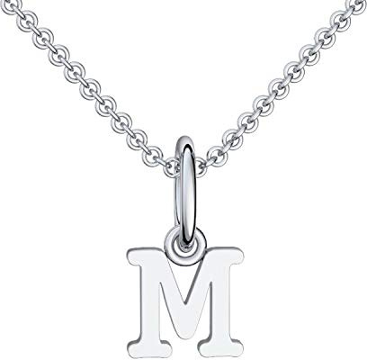 Amoonìc Buchstabenkette M Silber Buchstabenanhänger M - inkl. Luxusetui + - Namenskette Namensanhänger Buchstabe M Kette Buchstabe M Buchstabenanhänger Buchstaben Anhänger Silber FF116-0 SS92545