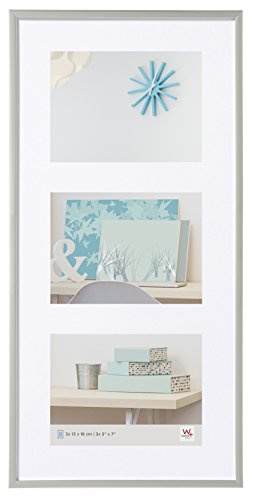 walther design Cadre Photo Argent 3X 13x18 cm galerie avec Passe-Partout, Cadre Plastique New Lifestyle KV338S