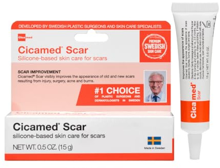 Cicamed Silicone Scar Gel - Works with Tape - Advanced Cream for Surgical Scars, C-Section, Burns, Keloids, and Acne Marks - 15 g