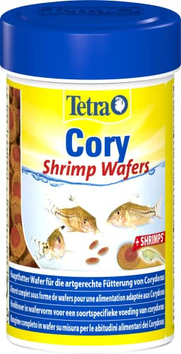 Tetra Cory ShrimpWafers - Fischfutter für am Boden fressende Fische, mit 10 % Shrimps, 100 ml Dose